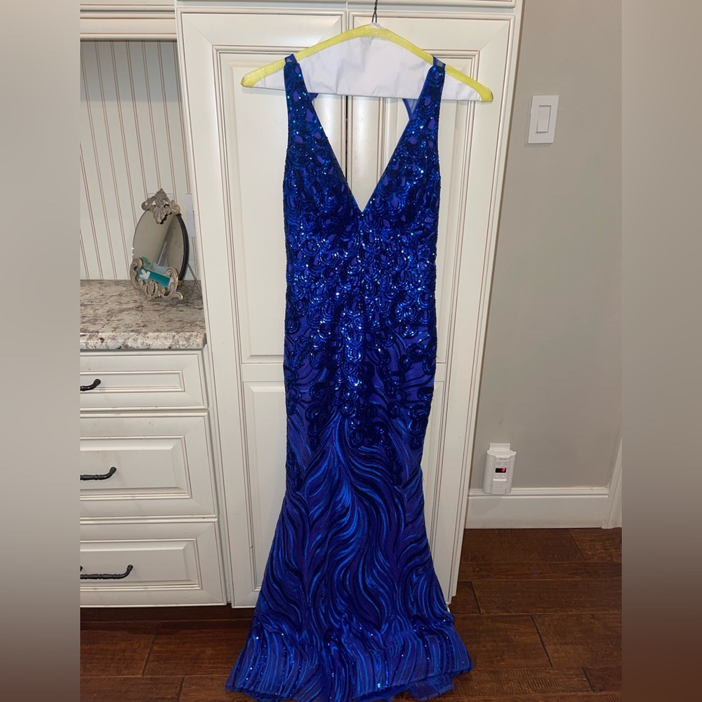 JVN Jovani Royal Blue Sequin Dress